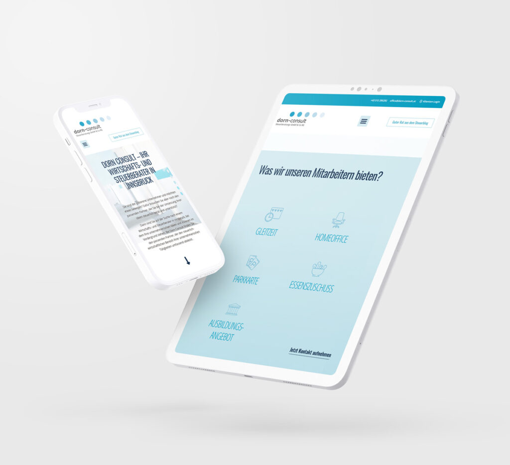 GREATVIBES Kundenprojekt Dorn Consult Tablet Smartphone Webdesign
