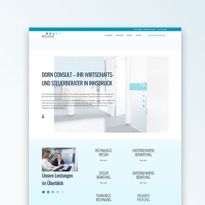 GREATVIBES Kundenprojekt Dorn Consult Screenshot Webdesign