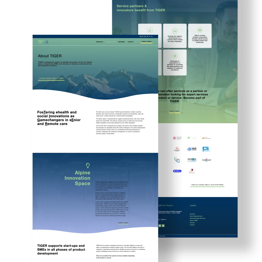 Webdesign von EU TIGERPATH Apline eHealth Solutions