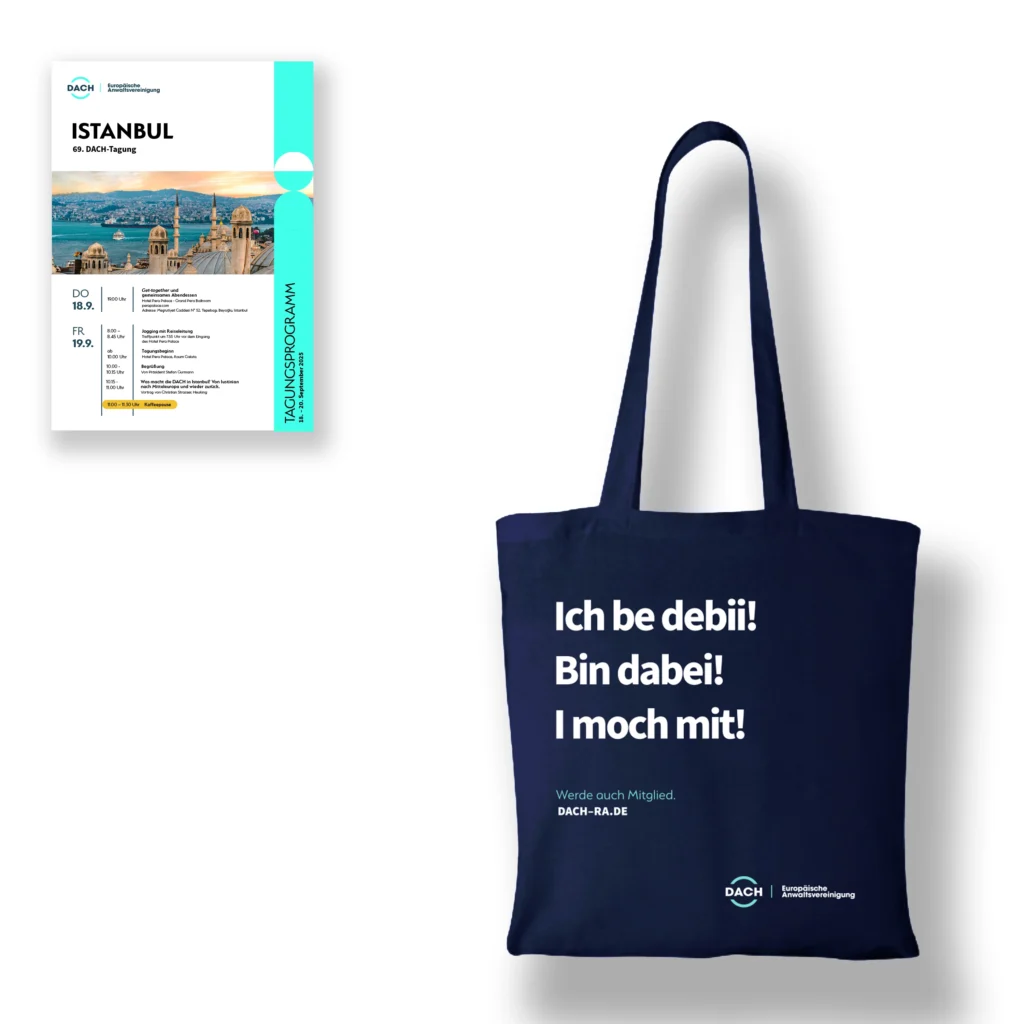 Stofftasche mit DACH-Branding und Folder-Design